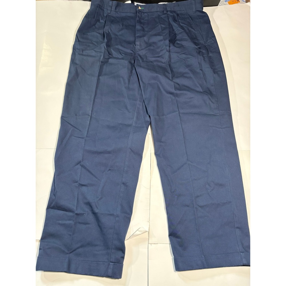 Tommy Hilfiger Classic Chino Pants Mens 42x30 Navy Pleated Relaxed Fit NWT